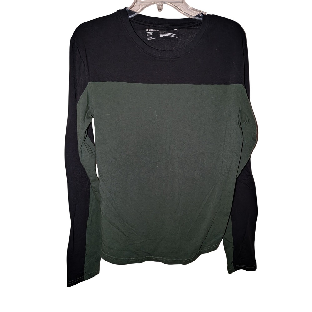 Sports Illustrated Mens Long Sleeve Colorblock Tee Green Black Size M Stretch